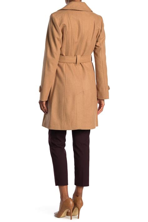 michael michael kors missy belted wool blend trench coat|wool blend belted coat.